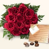 12 roses and a box of chocolates