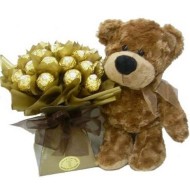 Teddy with chocolates bouquet
